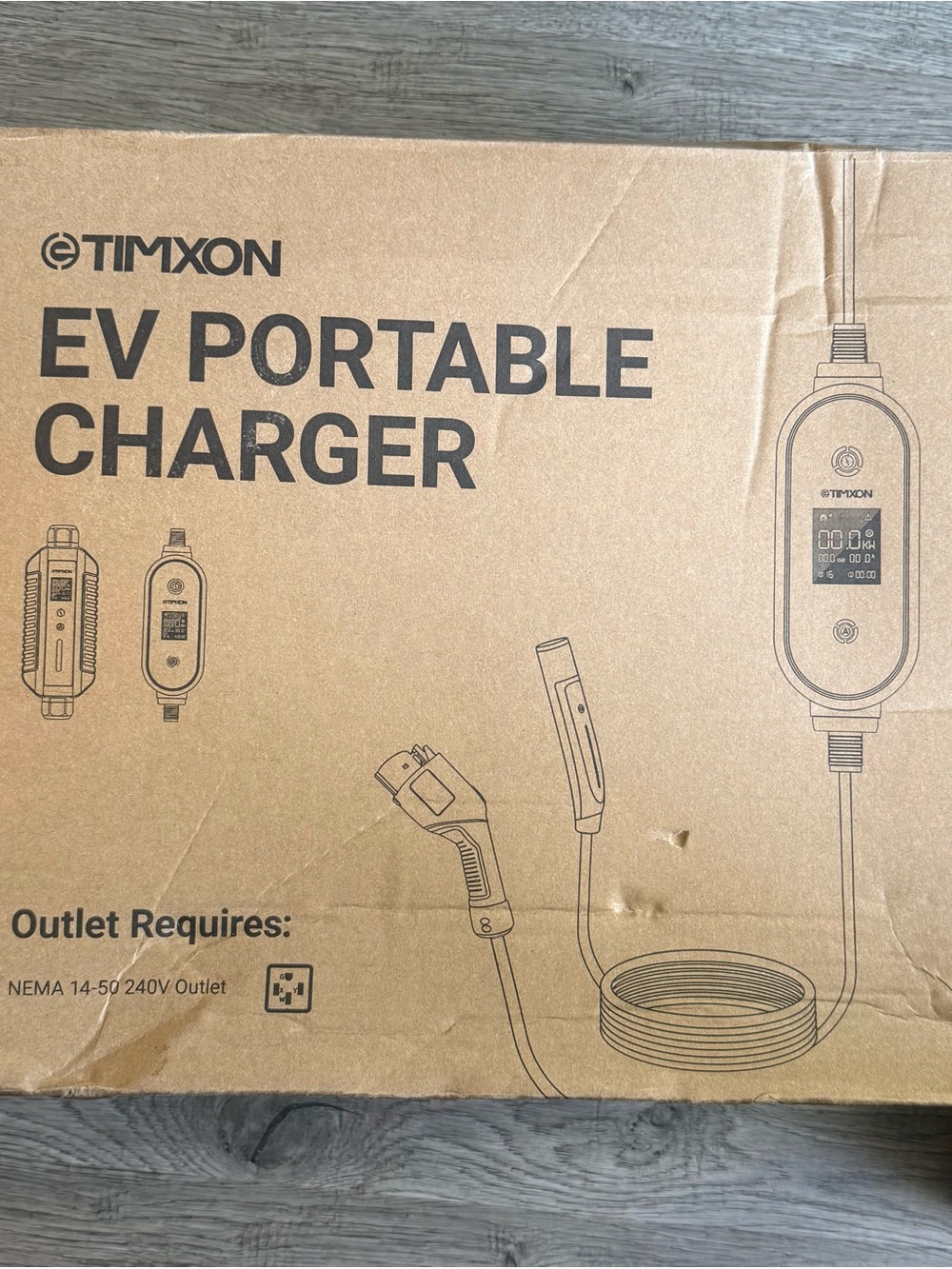 EV Portable Charger - Brown Cardboard Packaging